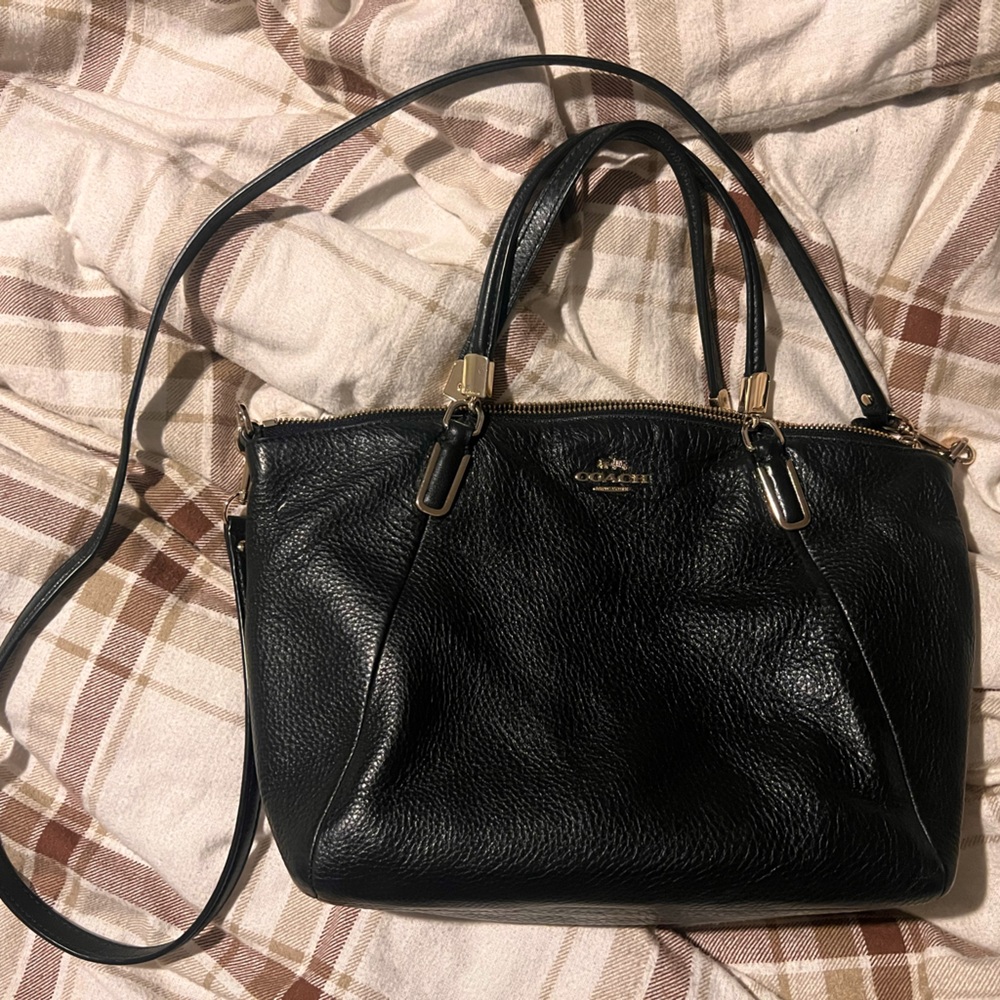 Black pebble leather Coach crossbody bag- like new condition